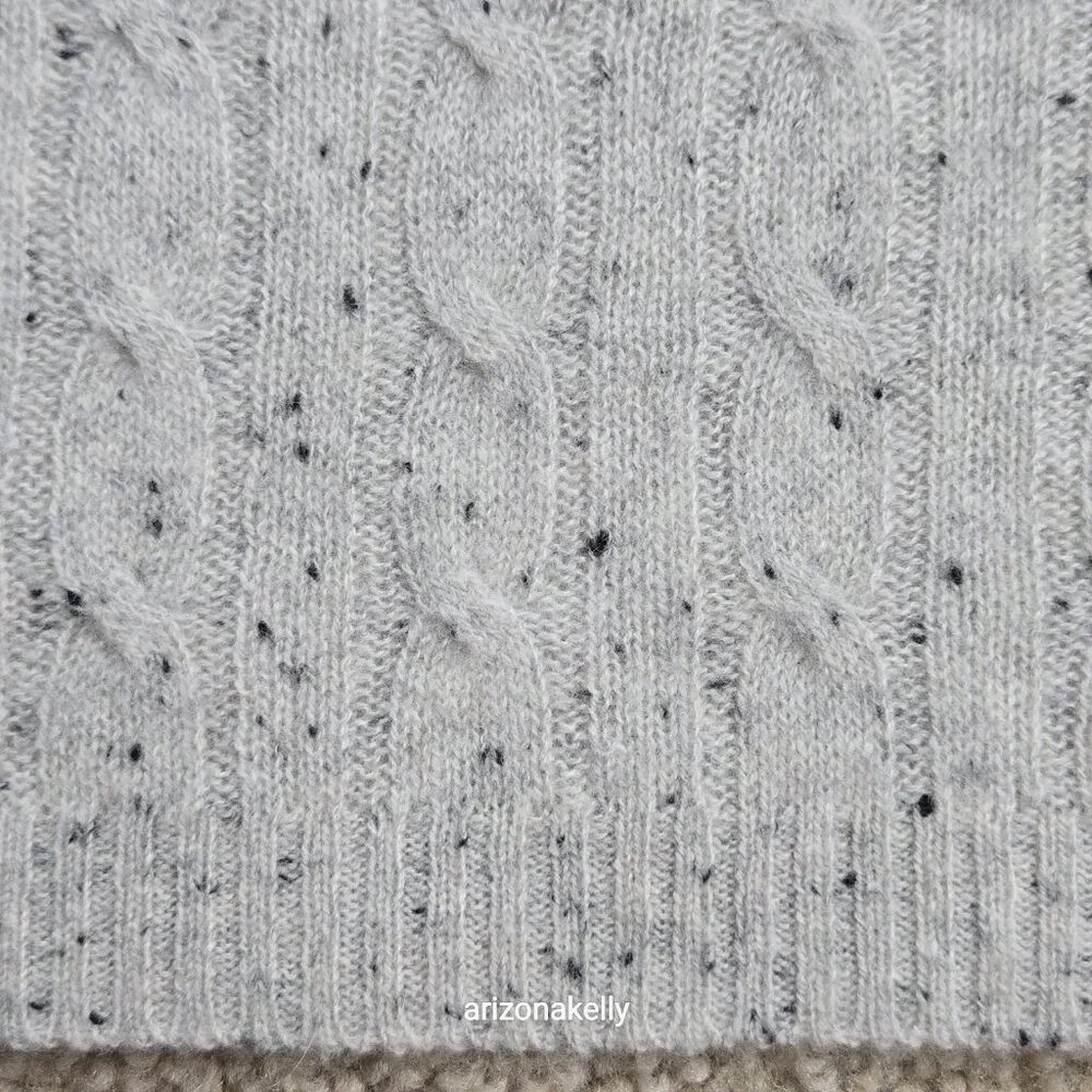 Speckled Cashmere Cable Knit Creme Oversized Scarf